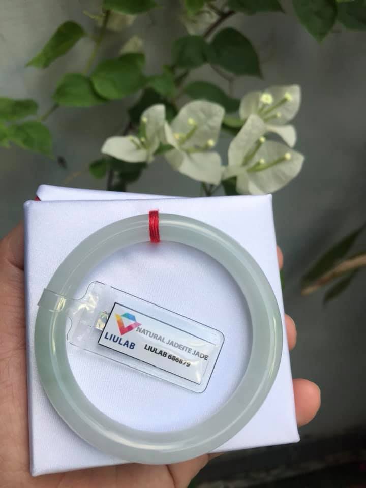 VÒNG ĐEO TAY MÀU TRẮNG A SỊN 53MM CHẤT LIỆU ĐÁ CẨM THẠCH TỰ NHIÊN NỮ 52KG - 62KG KÈM GIẤY CHỨNG NHẬN LIULAB 686879