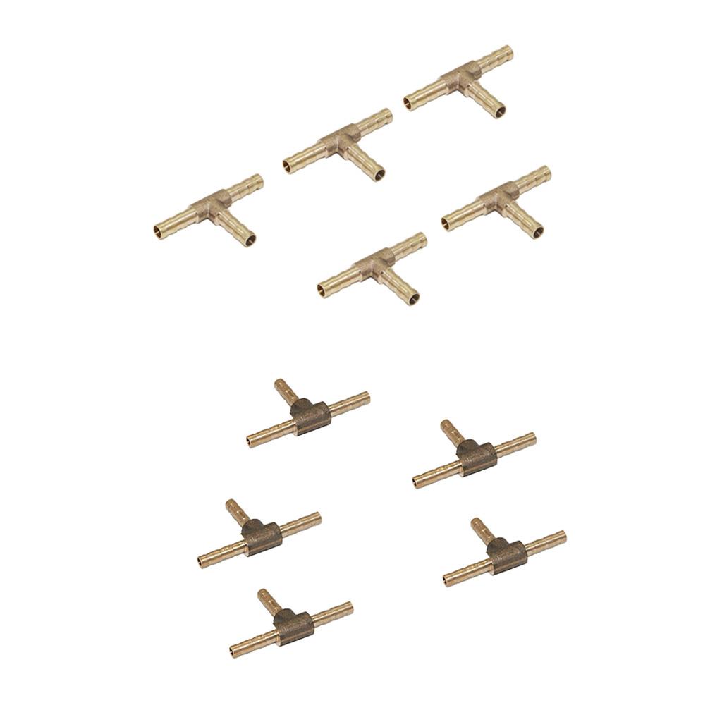 10pcs Brass Hose Barbed Adaptor Tee 3 Ways Pipe Fittings Connector Joint