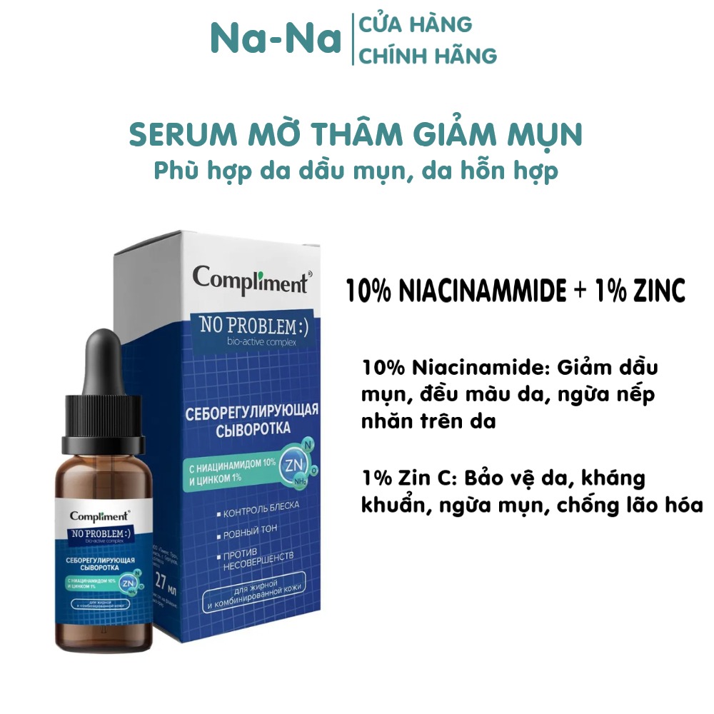 Serum Niacinamide &amp; ZinC Compliment Tinh Chất Dưỡng Cấp Ẩm Trắng Da Giảm Mụn Mờ Thâm