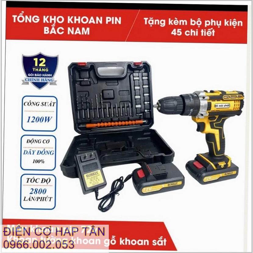 Máy khoan pin 72v dwalt bộ kèm 24 phụ kiện 3 chức năng