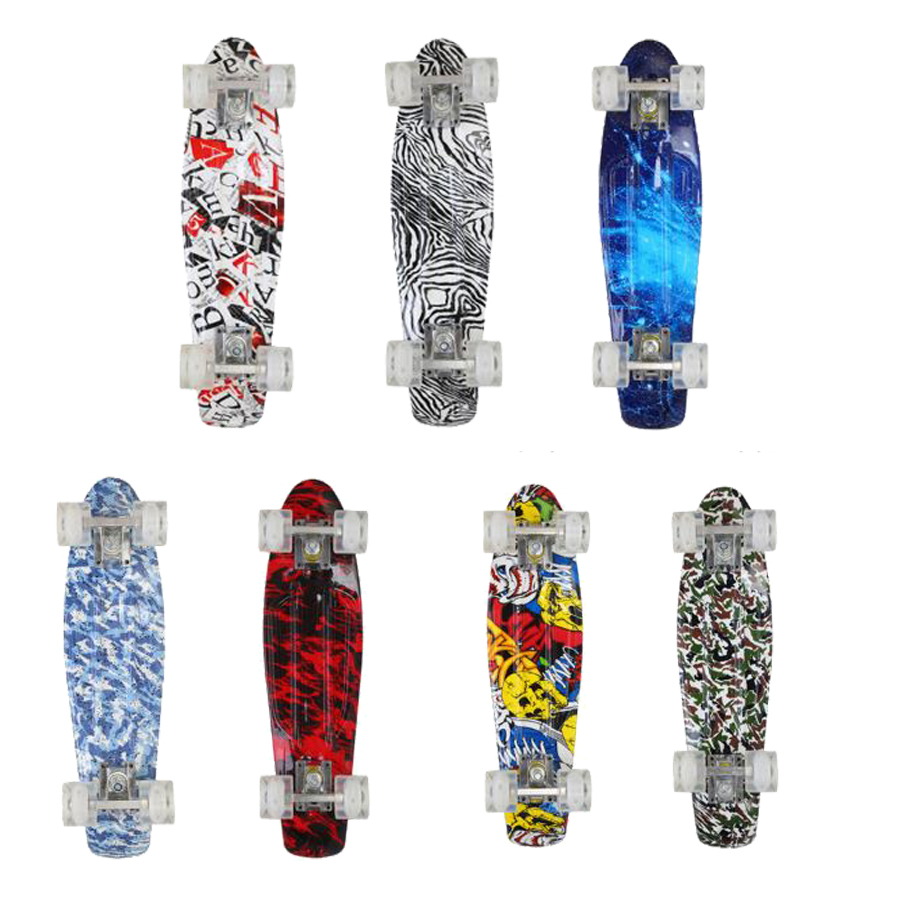 Ván Trượt  Nhựa Skateboard Penny Bánh Xe Có Đèn Phát Sáng (Giao Màu Ngẫu Nhiên)