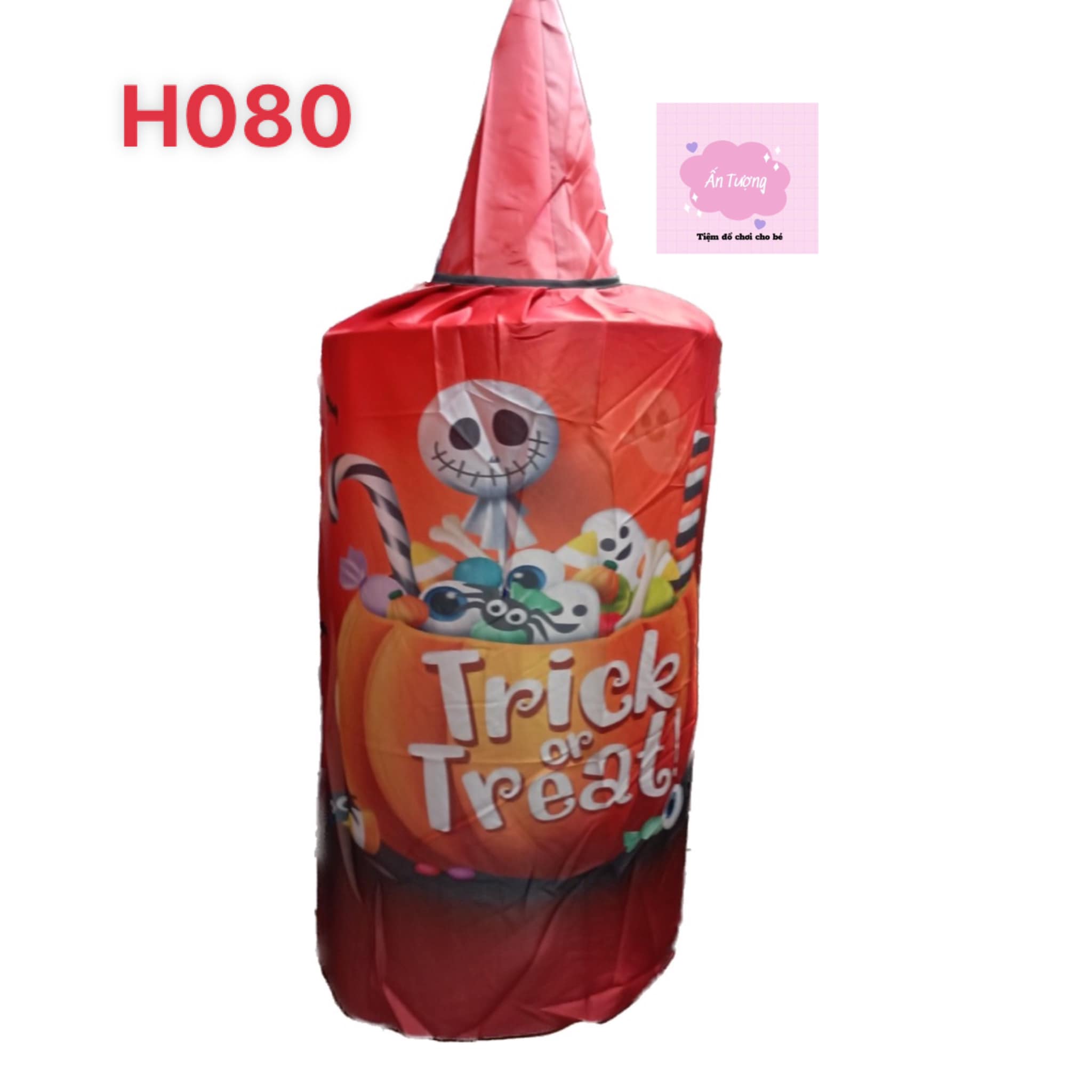 Set áo choàng mũ phù thủy cánh dơi hoạ tiết bí ngô hóa trang Halloween