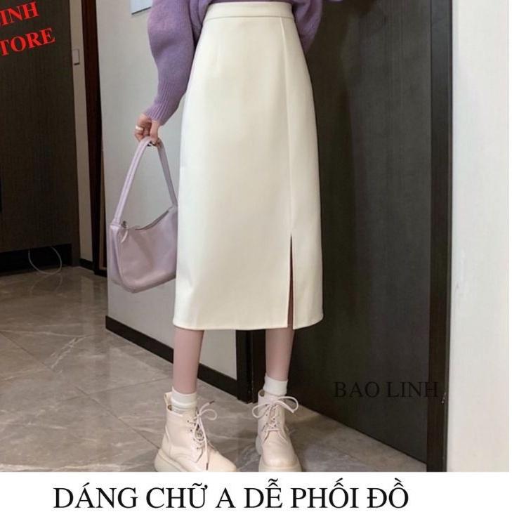 Chân Váy Chữ A sẻ trước độ dài 70cm thời trang nữ