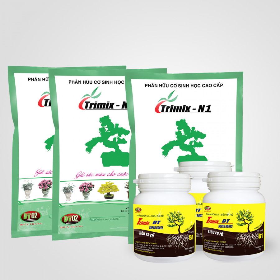 Combo 3 gói Phân Hữu cơ Trimix N1- 700g + 3hũ Phân Trimix DT Siêu Ra Rễ 120g