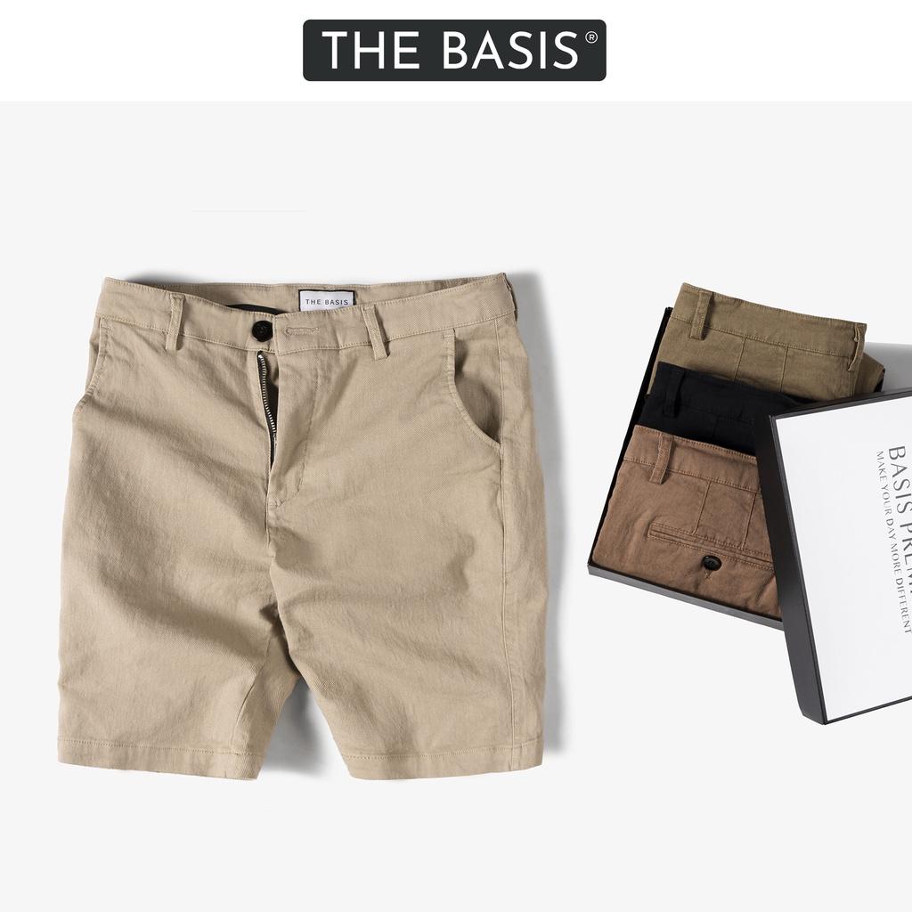 Quần short kaki nam THE BASIS, chât liệu kaki jean co giãn, form regular ôm vừa vặn QK05