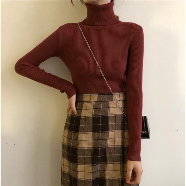 Áo len cao cổ cho nữ chất len tăm siêu mịn