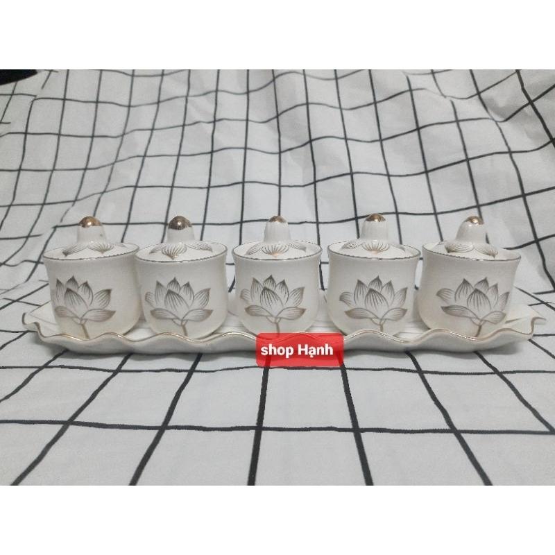 Combo Ông Địa Thần Tài bạch ngọc viền sen vàng size nhỏ xíu