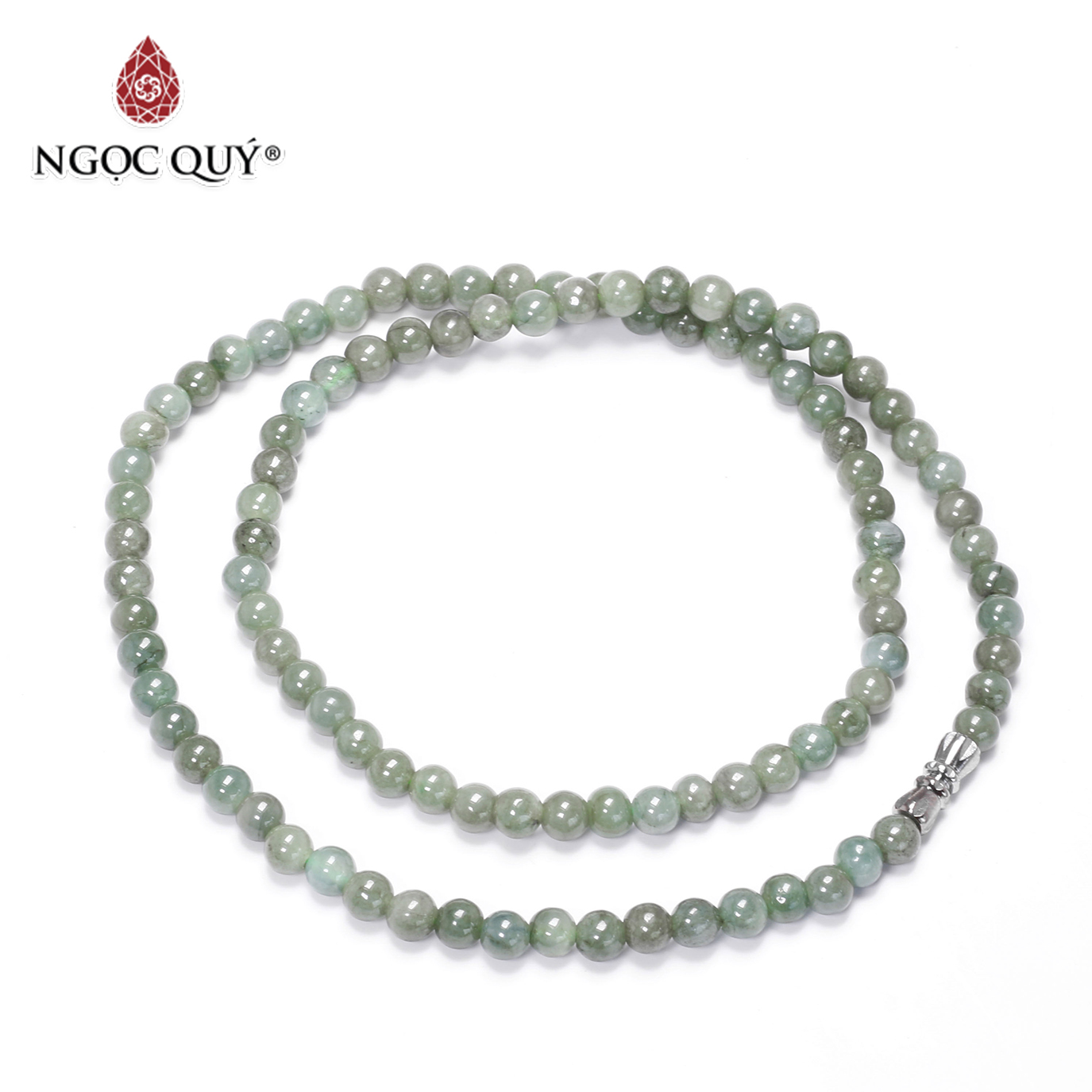 Chuỗi cổ đá cẩm thạch nước ngọc hạt 5mm mệnh hỏa, mộc - Ngọc Quý Gemstones