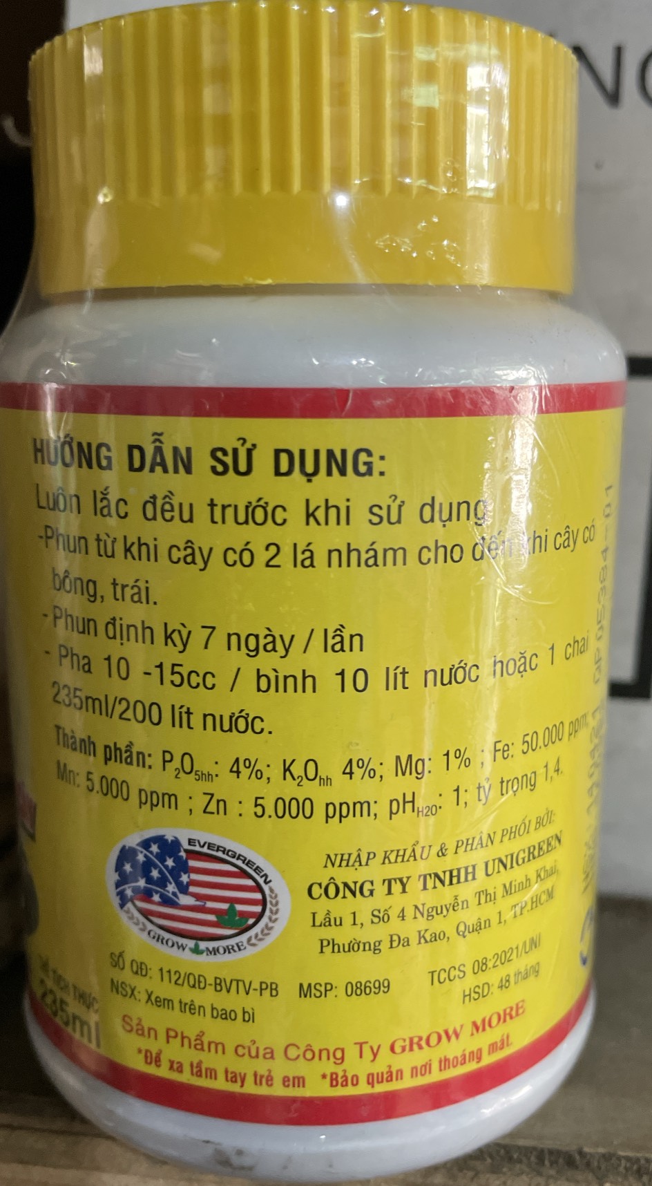 Phân bón lá GrowMore FERTA 0-4-4 +TE chai 235ml tăng sức đề kháng cho cây