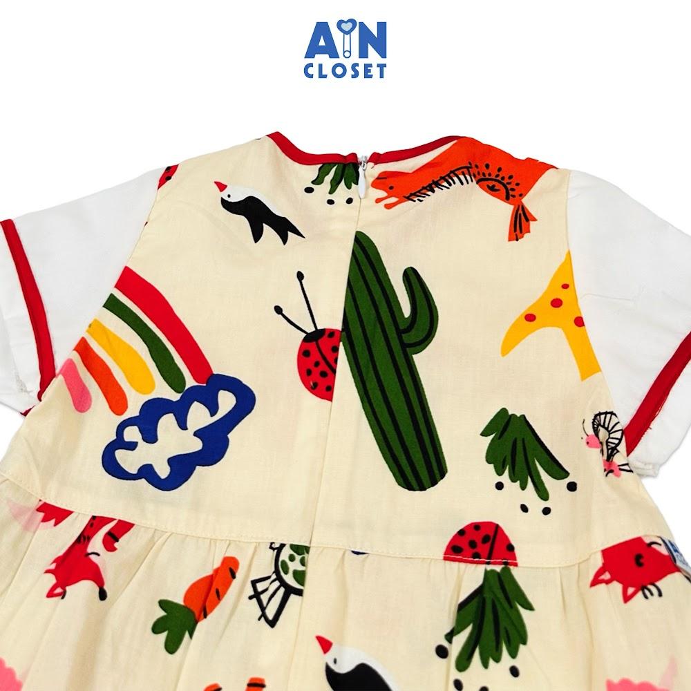 Đầm bé gái họa tiết Hươu Nai Vàng cotton. - AICDBGH0WFNX - AIN Closet