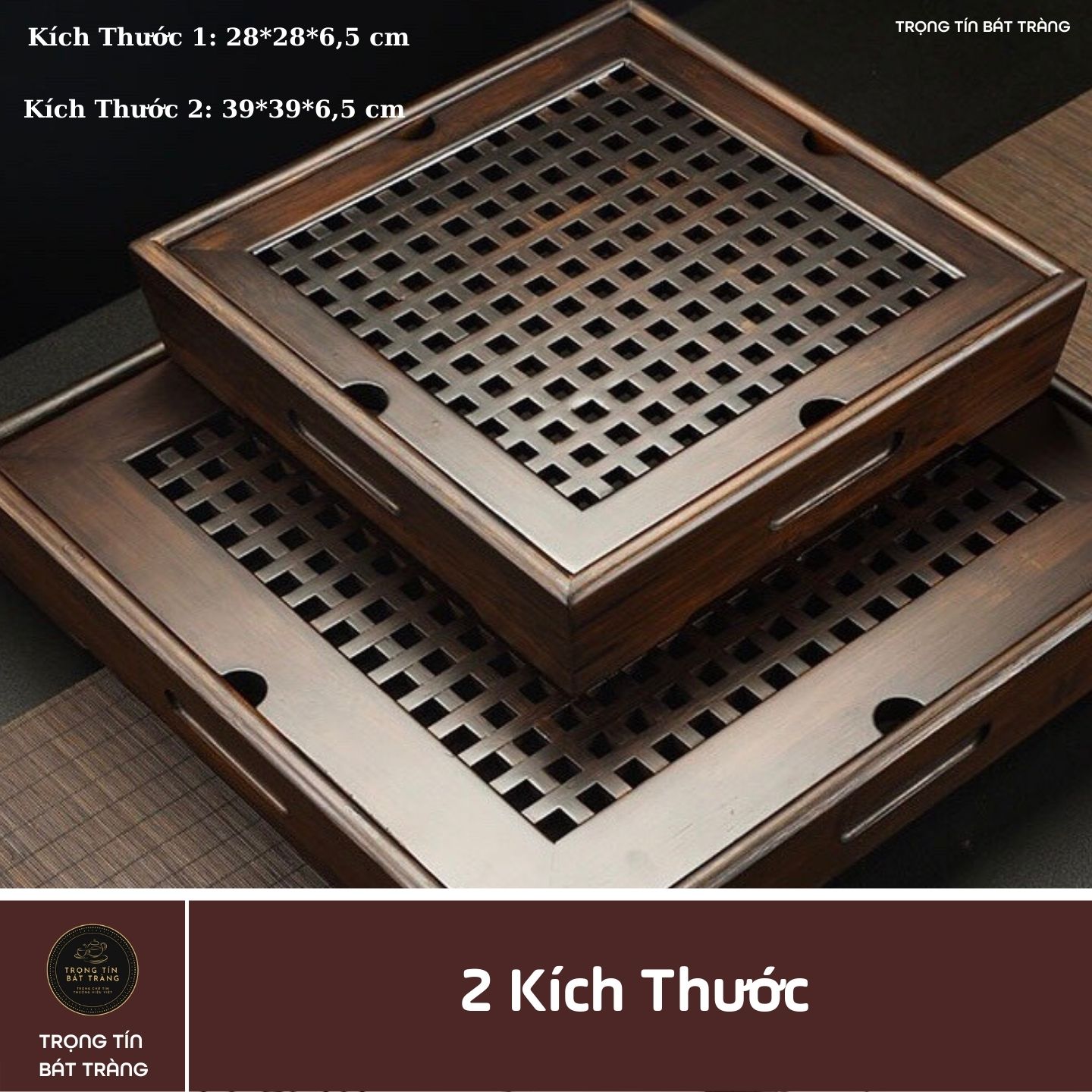 KT 08 Khay Trà Tre Cao Cấp Vuông Nhỏ