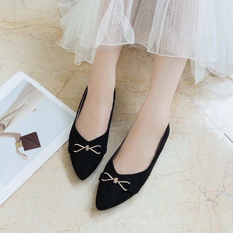 Giày Da Lộn Đế Thấp Mũi Nhọn Thời Trang Thanh Lịch Cho Nữ