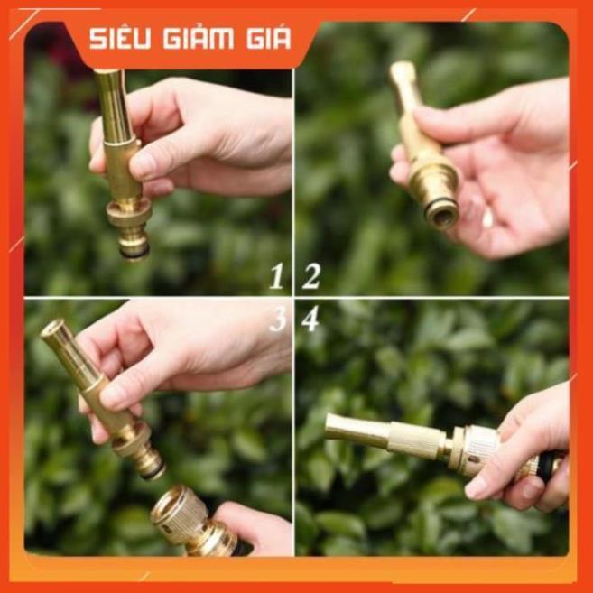 Bộ dây vòi xịt nước rửa xe, tưới cây . tăng áp 3 lần, loại 15m 206587 đầu đồng,cút đồng+ tặng đai