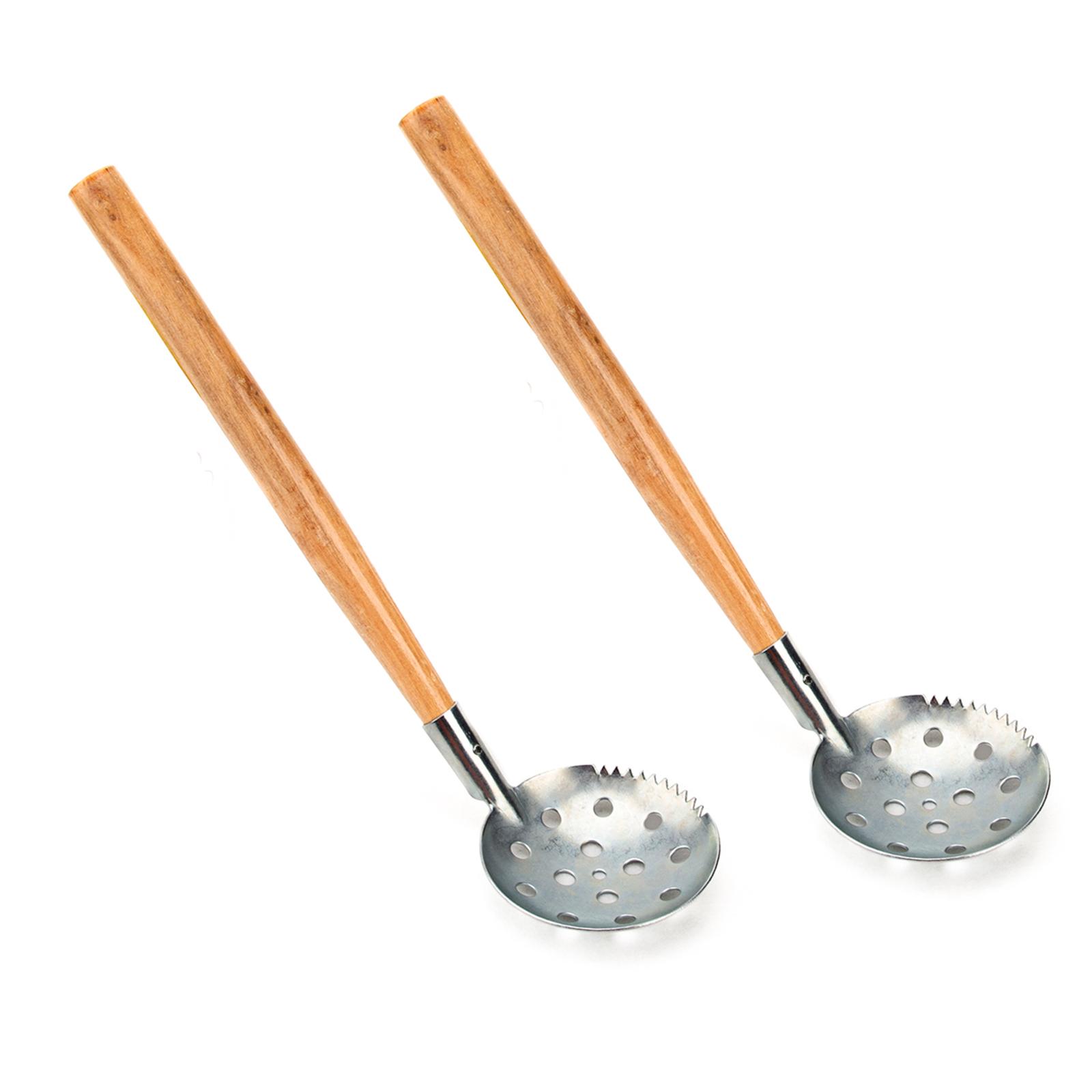 Bộ 2 Cái Muỗng Lọc Câu Cá Với Tay Cầm Bằng Gỗ