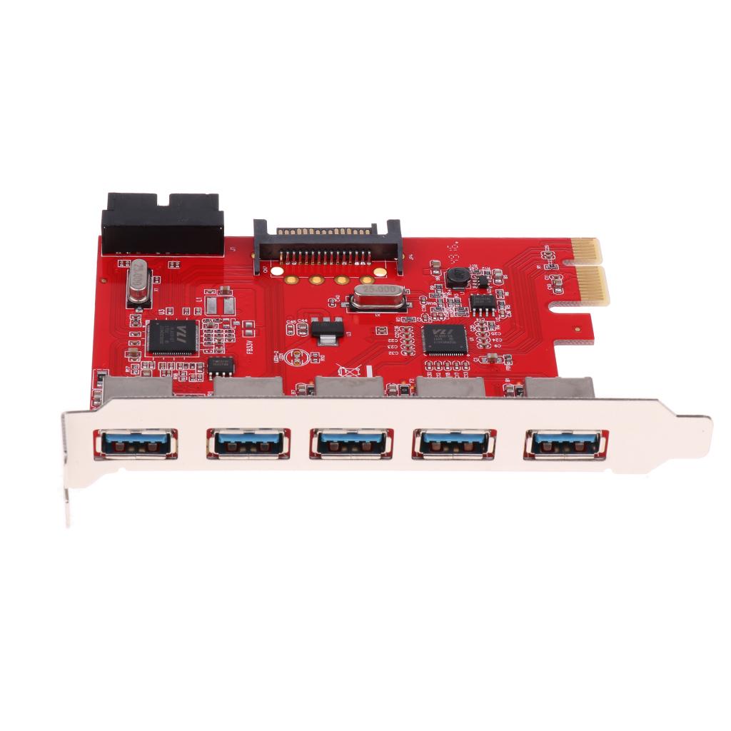 5 Ports PCI-E to USB 3.0 PCI Express Card Adapter USB3.0 Hub for Windows XP