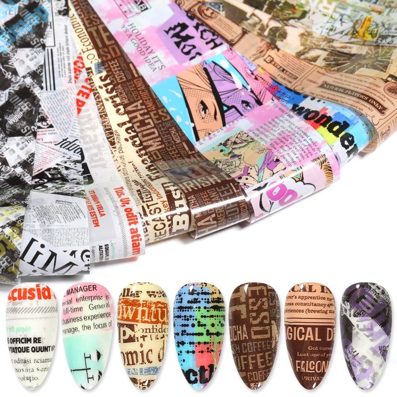 Sticker dán móng tay in chữ phong cách cổ điển