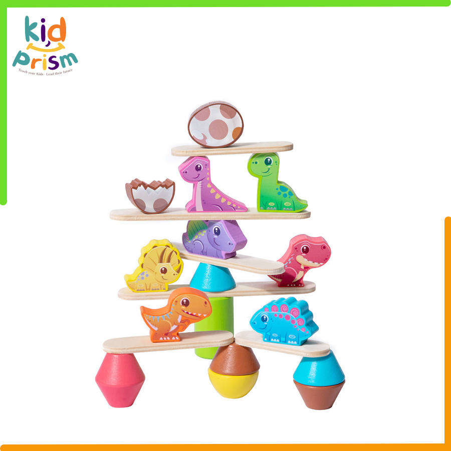 Xếp Hình Động Vật Montessori - Bộ đồ chơi xếp hình khối thăng bằng khủng long Toddler Toys bằng gỗ cho bé từ 03 tuổi