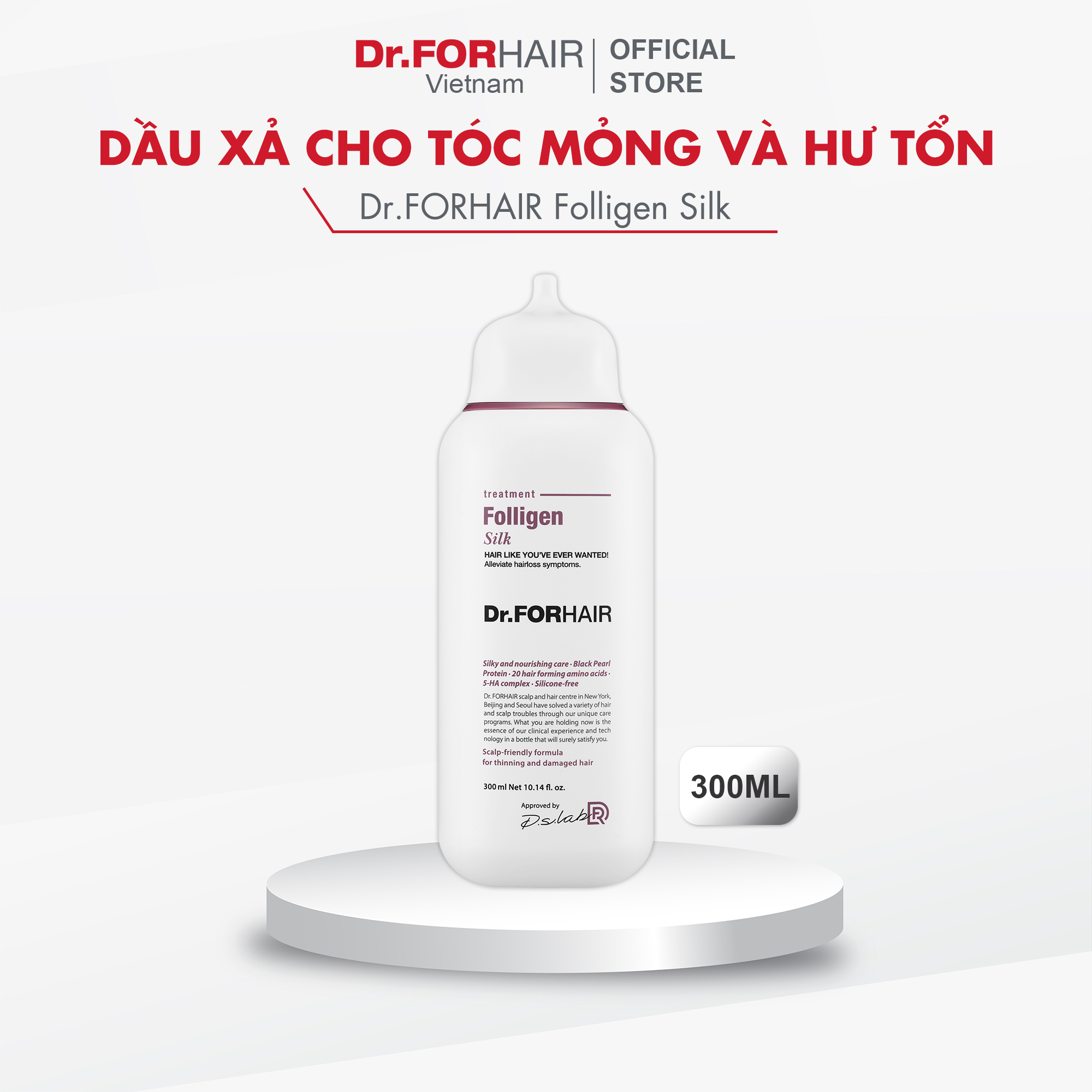 Combo gội xả dành cho tóc mỏng và hư tổn không chứa silicon Dr.FORHAIR FOLLIGEN SILK SHAMPOO x FOLLIGEN SILK TREATMENT