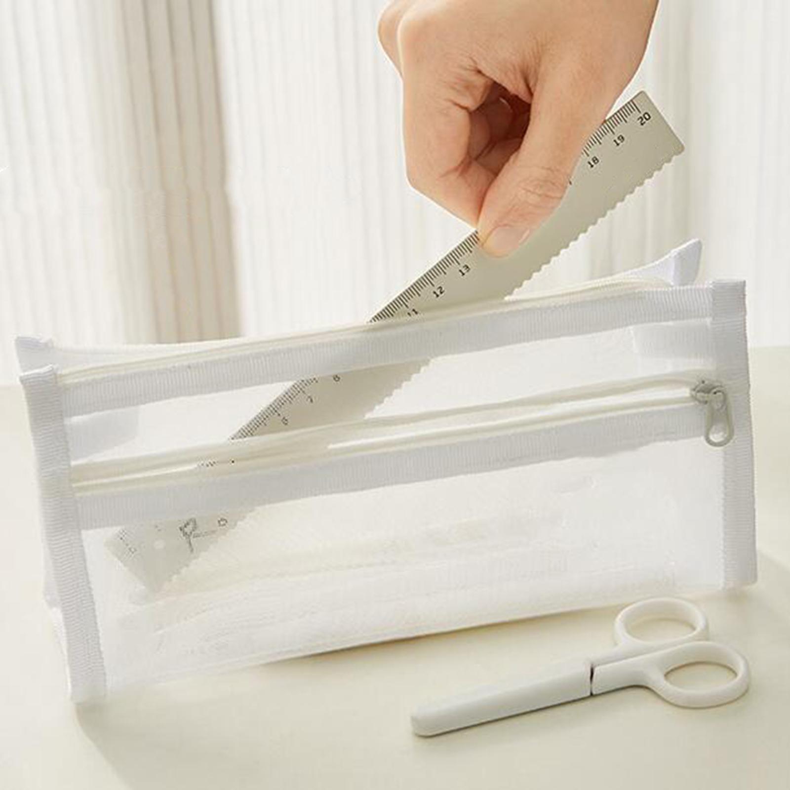 Pen Bag with Zipper Clear Pencil Case Stationery Organizer Holder Pen Case Makeup Bag Exam Pencil Bag Pencil Storage Pouch for Office Travel