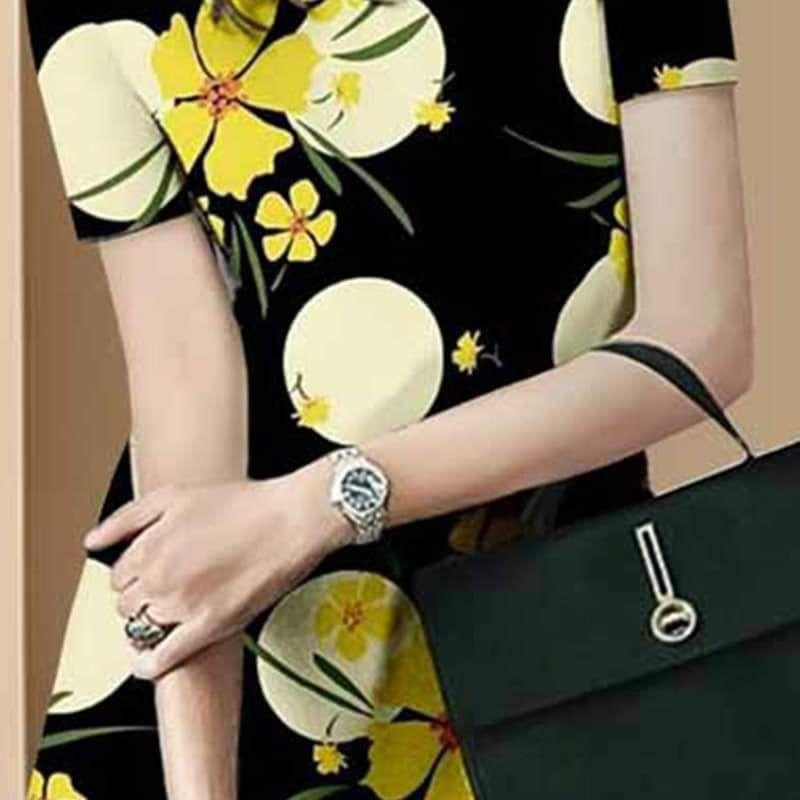 HÀNG NHẬP - ĐẦM SUÔNG LỤA HOA VÀNG