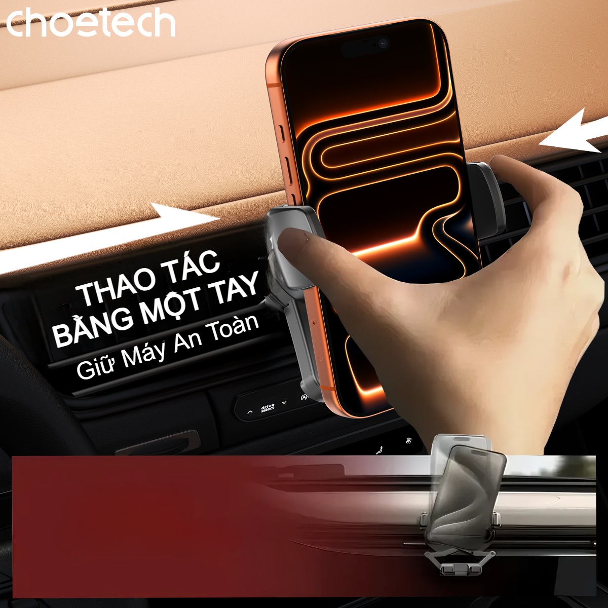 Giá đỡ điện thoại Choetech H091 kẹp khe gió – Tiện lợi khi lái xe - Hàng chính hãng