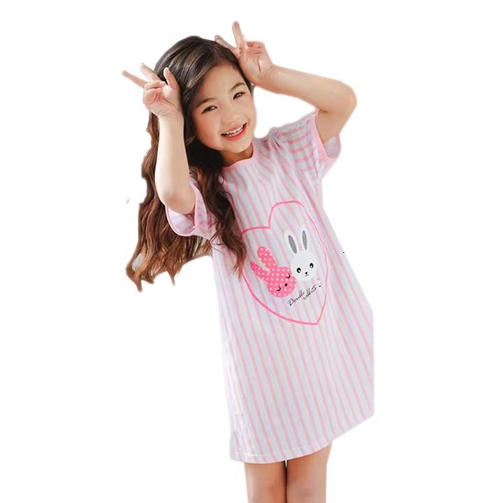 Đầm ngủ bé gái 4-10 tuổi hình 2 chú thỏ ngộ nghĩnh BBShine – DN005