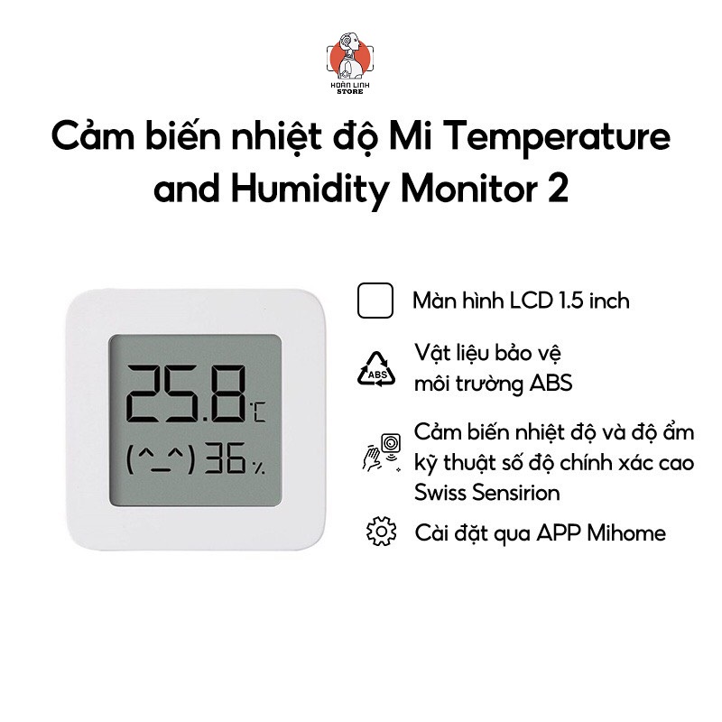 Nhiệt Ẩm Kế Thông Minh Xiao Mi Mijia 2 - Mi Temperature and Humidity Monitor 2 - Đồng hồ đo nhiệt độ độ ẩm trong nhà độ chính xác cao