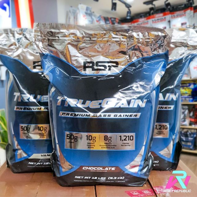 Combo Sữa Tăng Cân & Tăng Cơ Nạc RSP True Gain, Cung Cấp 50g Protein Chất Lượng Cao, 10g BCAA, 8g Glutamine & Glutamic Acid, 1210 Calo, 5.3 Kg Vị Chocolate & Bình lắc THOL 600ml (Màu Ngẫu nhiên)