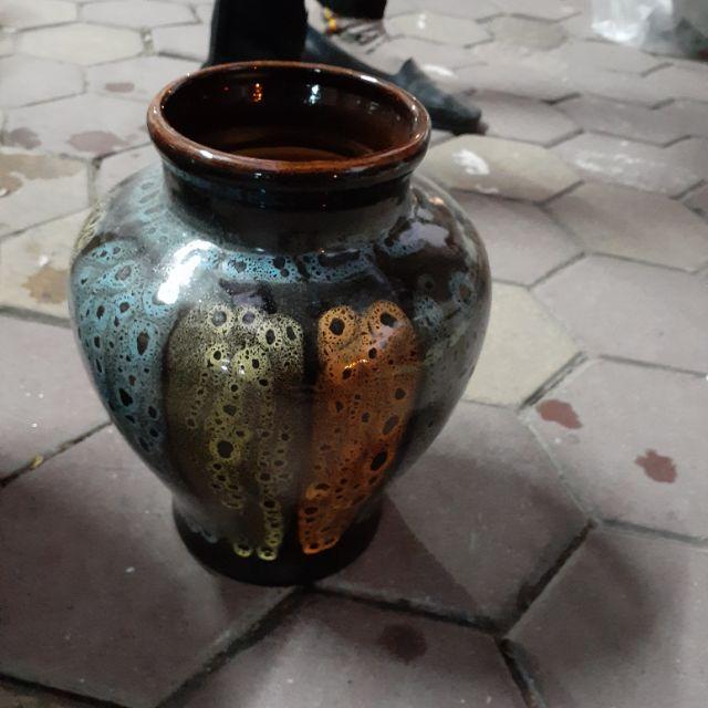 Lọ hoa cổ men thổ cẩm và men gâm