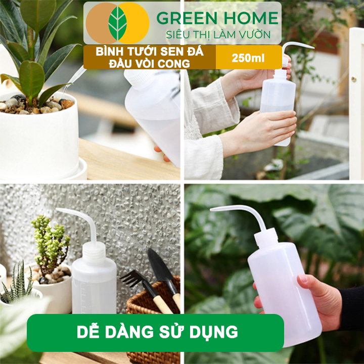 Bình Tưới Cây GreenHome, Vòi Cong 250ml, Phù Hợp Cho Sen Đá, Xương Rồng, Màu Sắc Ngẫu Nhiên