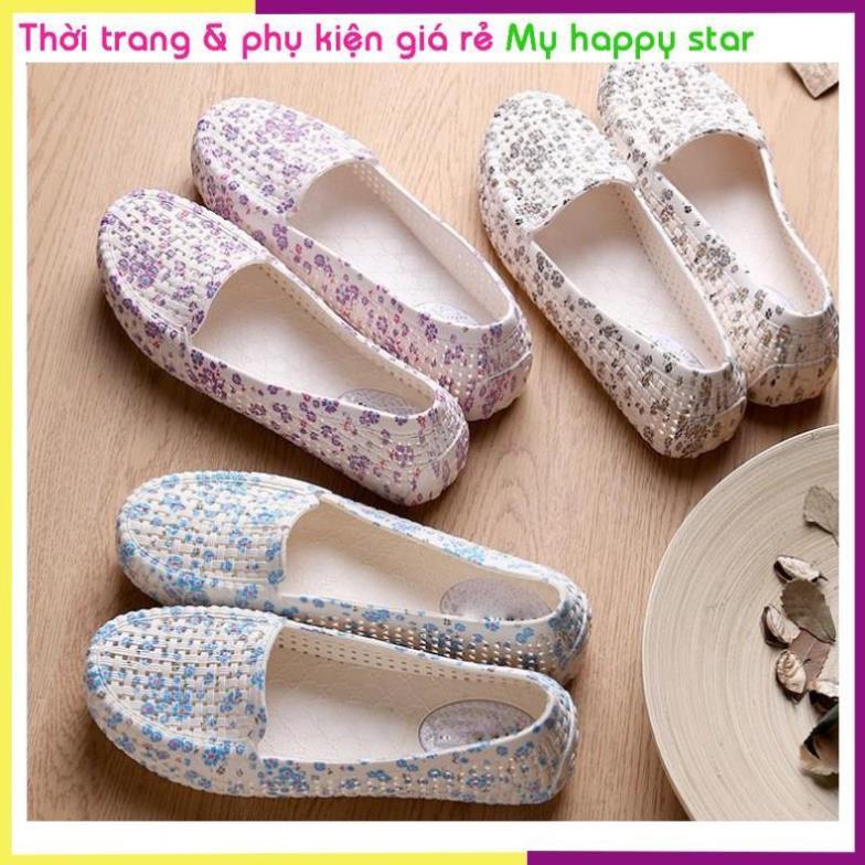 Giầy bệt siêu mềm hoa vintage dễ thương GN20