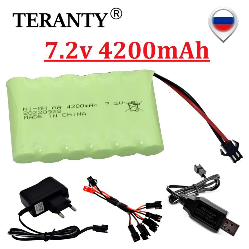 7.2v 4200mAh Pin Nimh AA Cho đồ chơi Rc Ô tô Xe tăng Robot Súng Gói Pin 3000mah được nâng cấp cho Thuyền Rc 7.2V Có thể sạc lại Màu sắc: Bộ sạc 7.2v