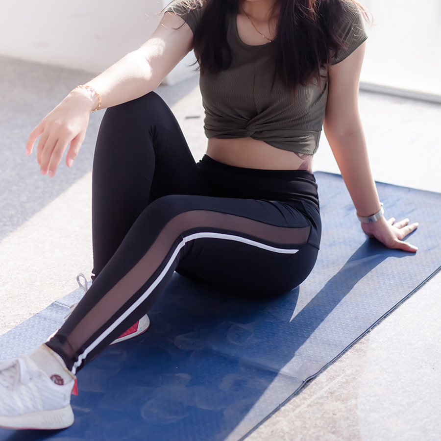 Quần legging Tập Gym Nữ Phối Lưới Dọc Chân - Quần Thể Thao Tập Gym_Yoga