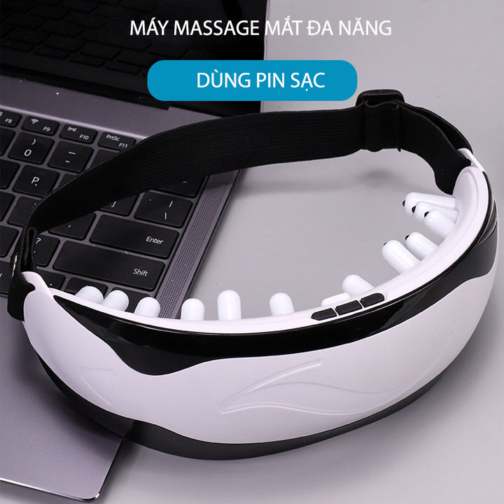 Máy massage mắt, rung 22 đầu từ tính, dùng pin sạc, nhiều chế độ rung