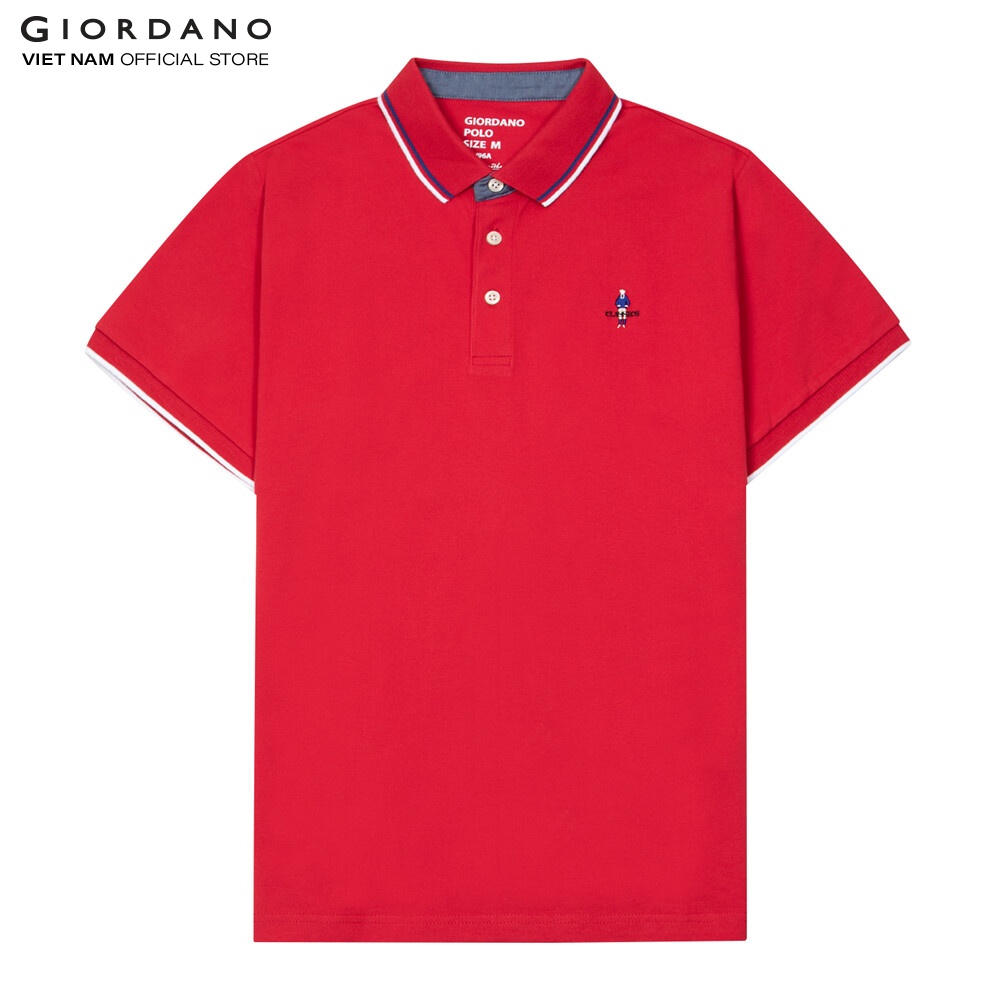 Áo Thun Nam Có Cổ Giordano Classic Polo 01011260 - 02-Đỏ - M