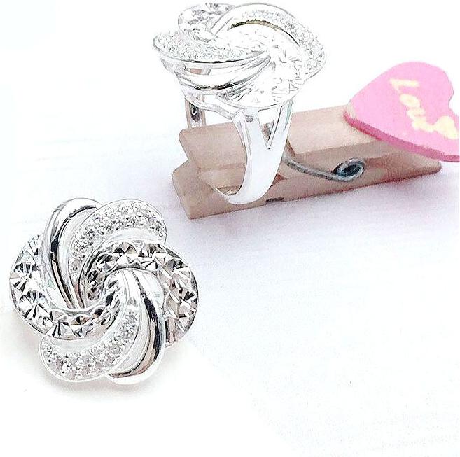 Nhẫn Bạc Nữ Italy 100% Mẫu Hoa Xoắn N134 - Tặng Kèm Hộp + Khăn Lau