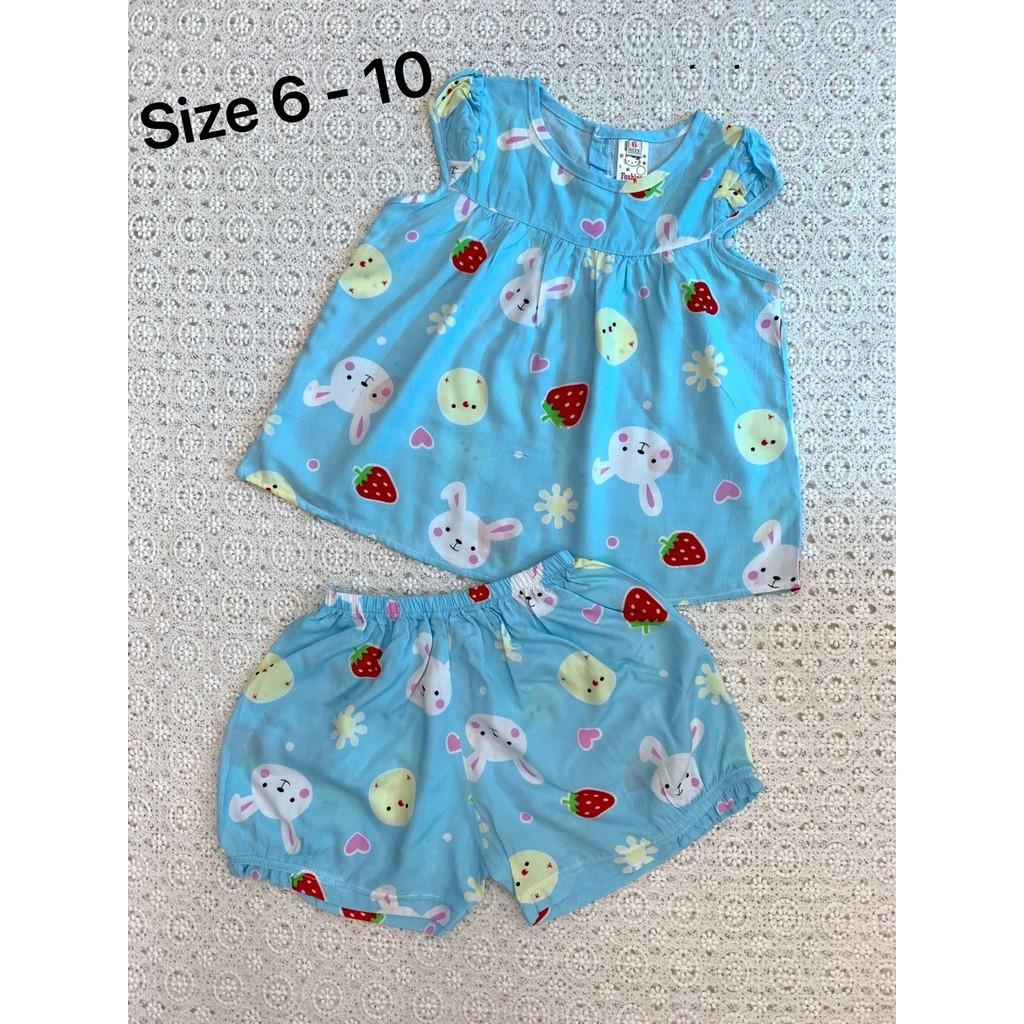 (SIZE 6-10) ĐỒ BỘ BÉ GÁI CHẤT TOLE - QUẦN NGẮN, ÁO NGẮN (XANH, THÚ NHÍ)