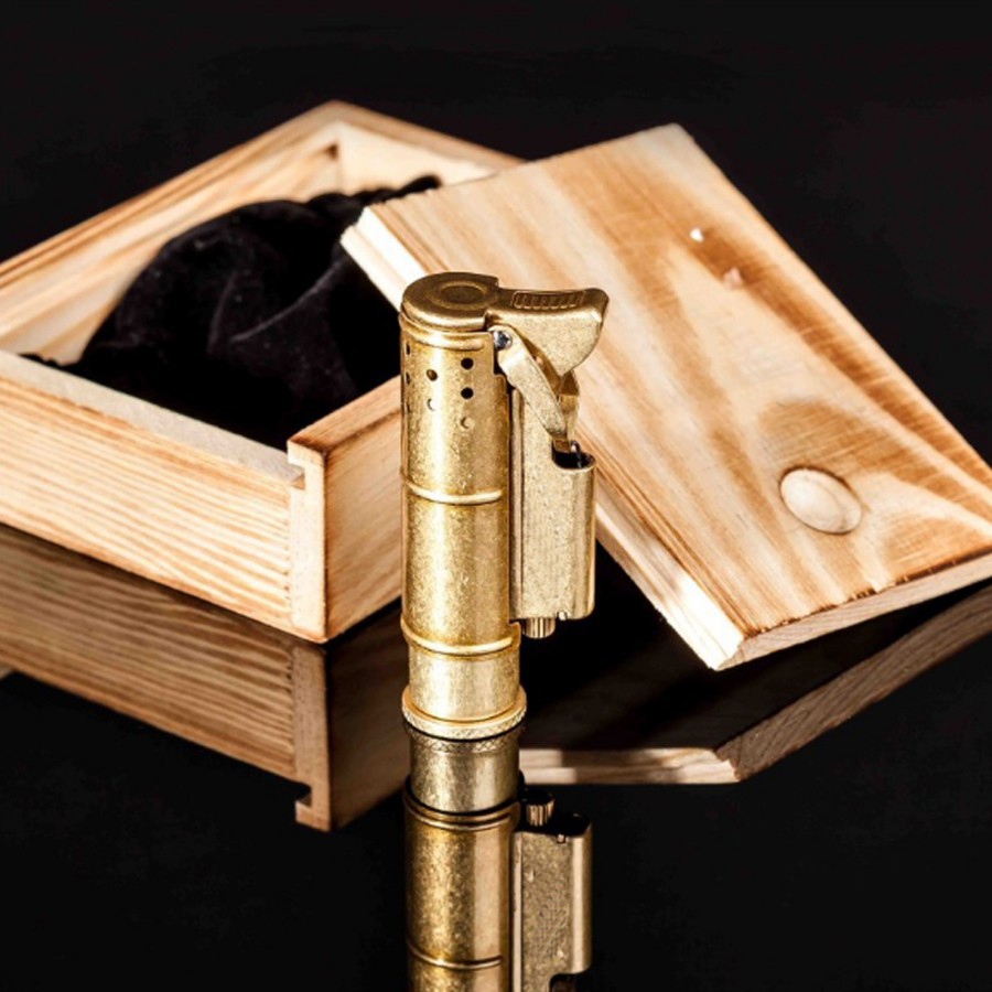 Hộp Quẹt Bật Lửa Xăng Đá Kiểu Cối BN 005 Bằng Đồng, Kiểm Dáng Cổ Điển Sang Trọng