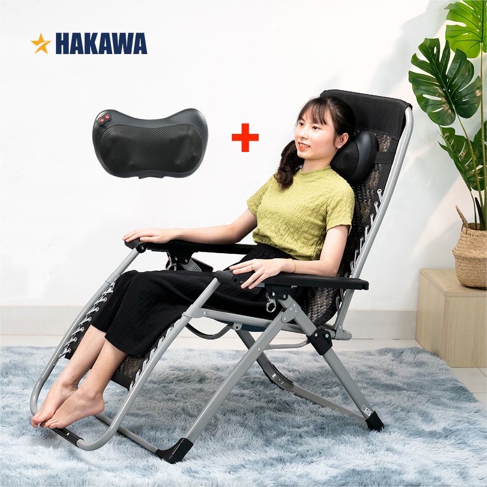 COMBO GHẾ XẾP THƯ GIÃN + MASSAGE CỔ VAI GÁY HAKAWA HK-G21P NEW + HK-M23