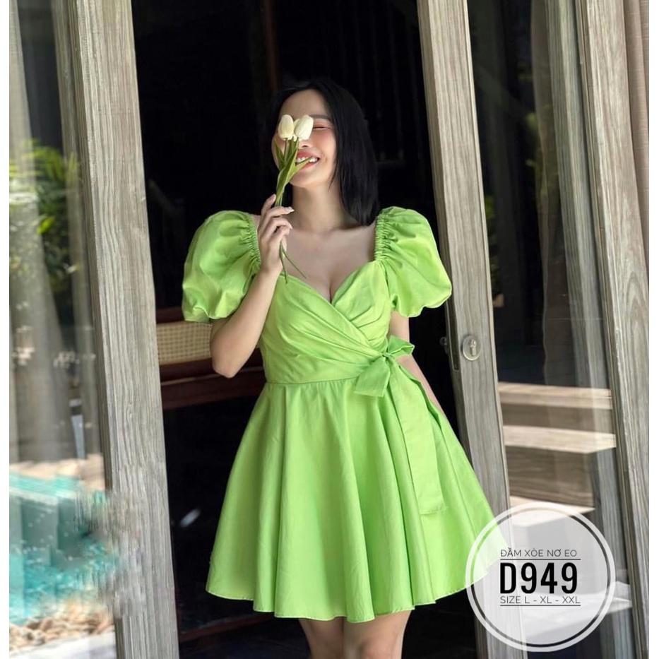 ĐẦM NƠ XANH LÁ BIGSIZE DÁNG XÒE ĐI TIỆC/ĐI BIỂN