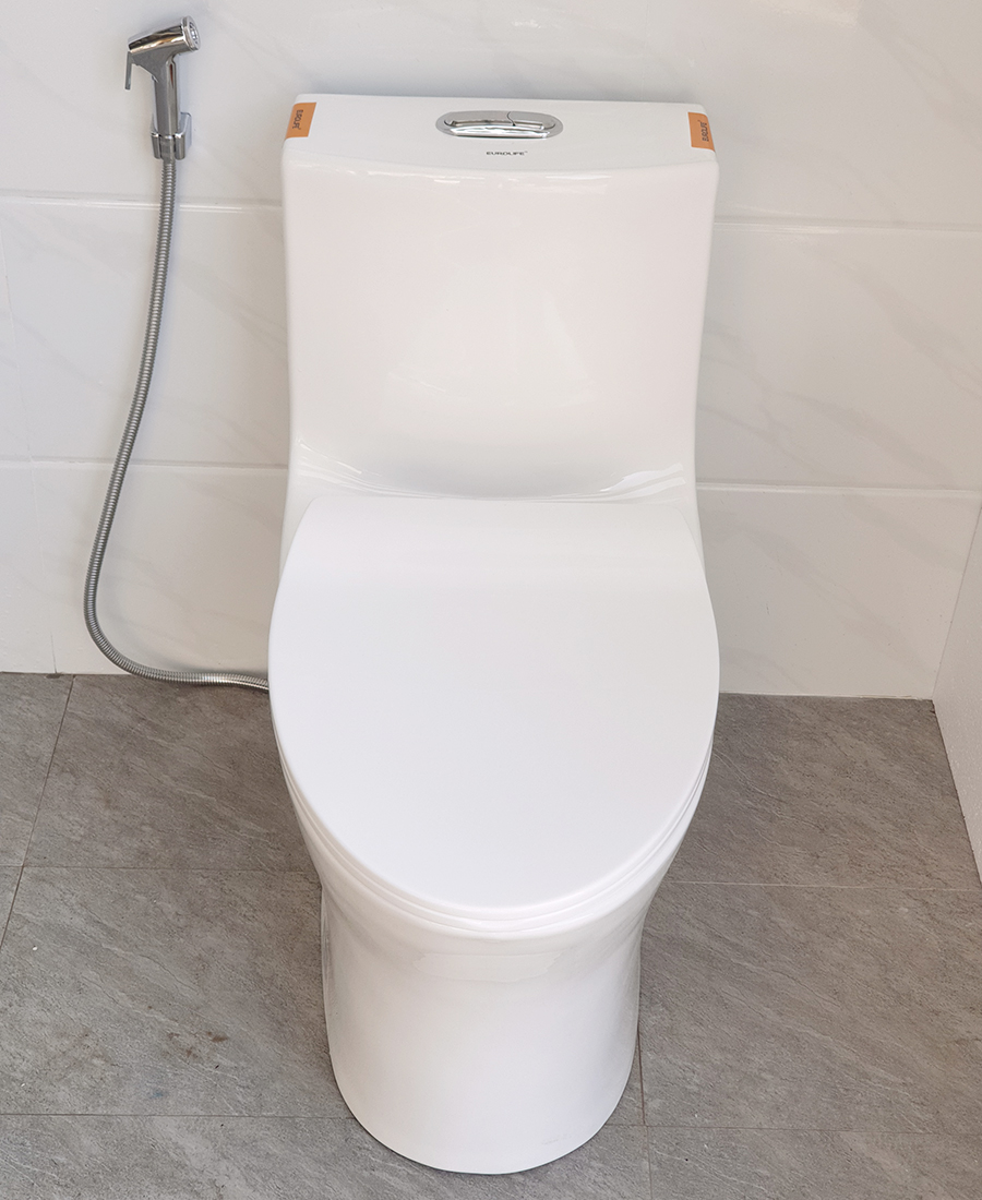 Bồn cầu 1 khối men Nano tuyết bóng sáng, nắp đóng siêu êm, 2 chế độ xả Eurolife EL-BC262
