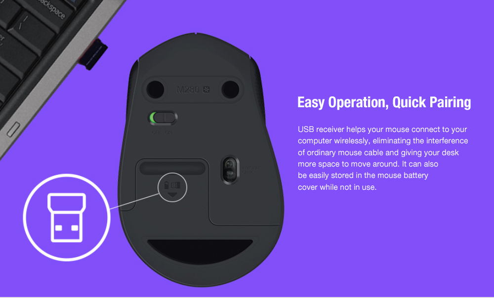 Chuột Logitech M280, màu đen không dây