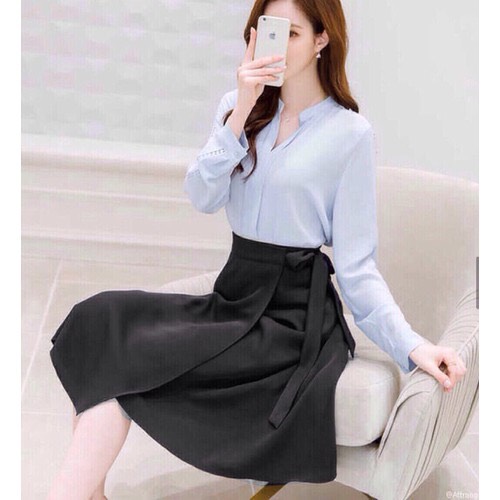 Chân váy xòe dài buộc nơ sang trọng - nhiều size và màu, form dáng chuẩn, thích hợp mặc đi làm, dự tiệc