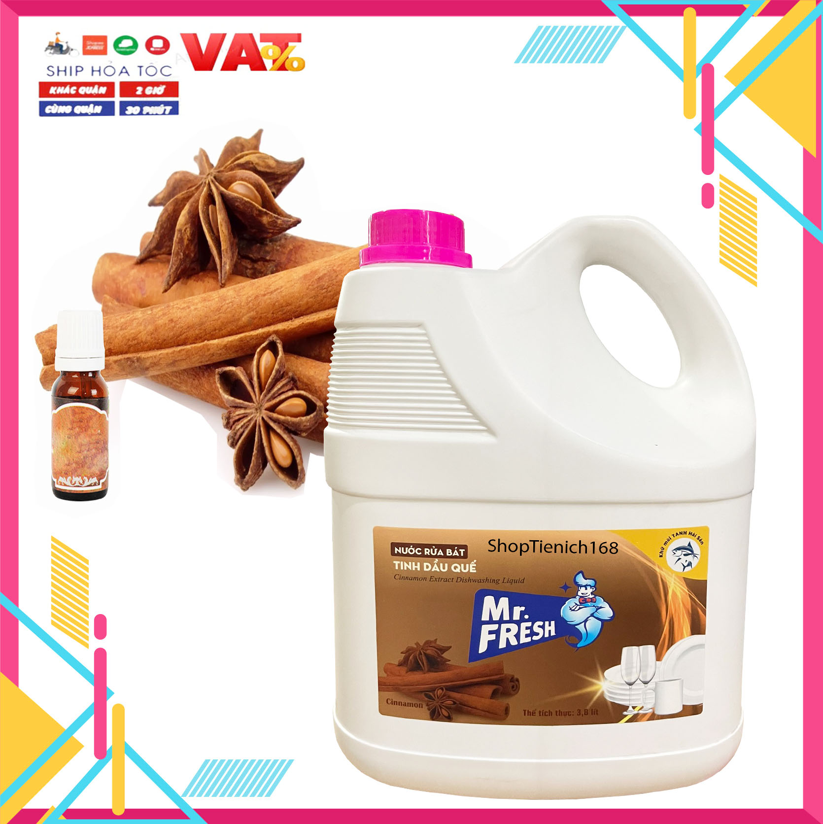 Nước rửa bát đậm đặc Mr.fresh hương quế 3800ml