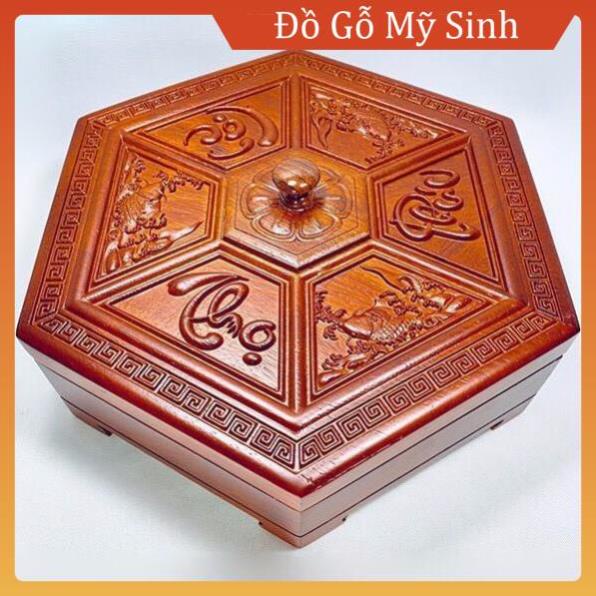 Khay đựng bánh kẹo Tết bằng gỗ, hộp đựng bánh kẹo Tết chất liệu gỗ hương cao cấp để bàn phòng khách