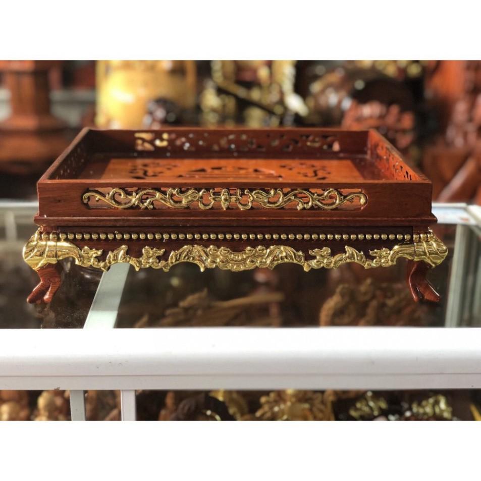 Khay trà rồng trầu vàng gỗ hương,Khay trà chân quỳ 2 cỡ 38x26 và 45x35cm