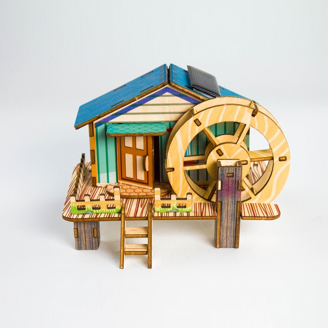 Đồ chơi lắp ráp gỗ 3D Mô hình Bánh xe Nước Năng lượng Mặt trời