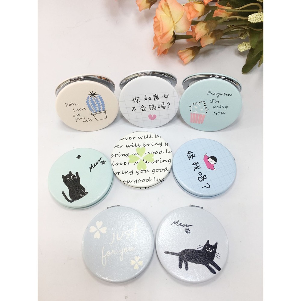 GƯƠNG SOI HAI MẶT MINI TIỆN LỢi CẦM TAY DỄ DÀNG HỌA TIẾT ĐẸP MẮT CÓ HAI KIỂU VUÔNG TRÒN MỚI LẠ