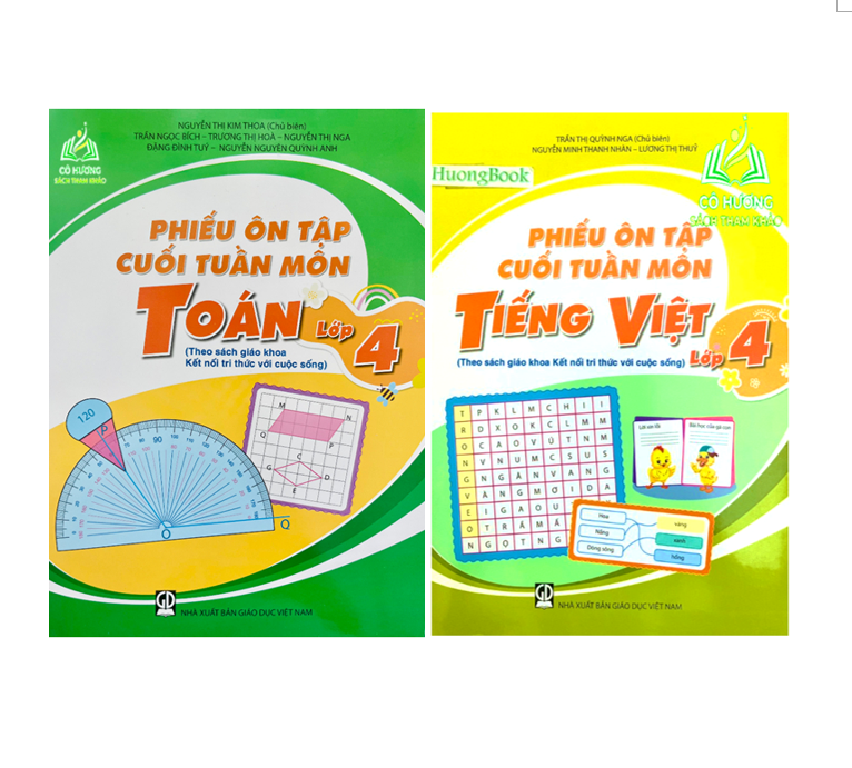 Sách - Combo Phiếu ôn tập cuối tuần môn Tiếng việt + Toán 4