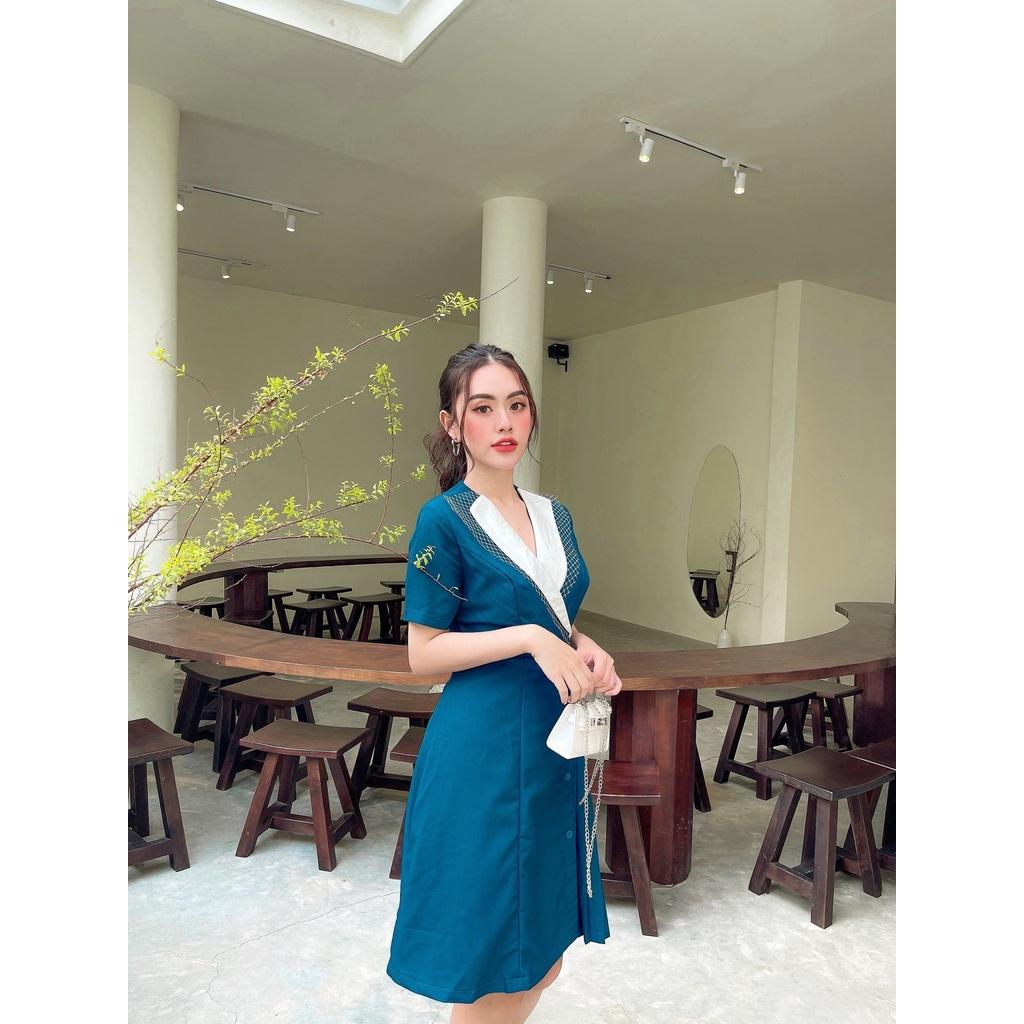 VÁY CÔNG SỞ - XANH CỔ TIM THANH LỊCH - ĐẦM NỮ XINH - GD182